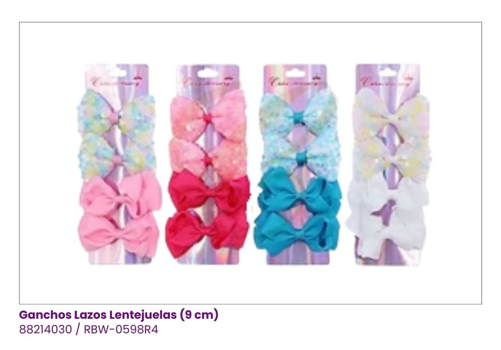 GANCHOS LAZOS LETEJUELAS SET DE 4
