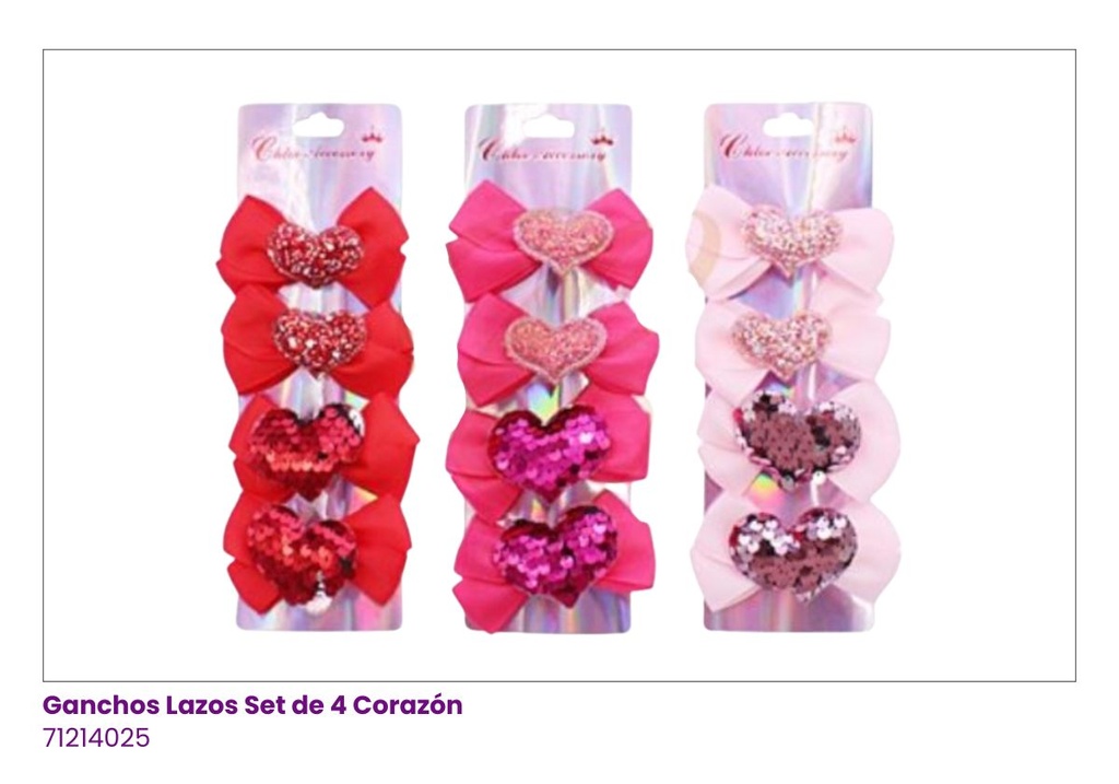 GANCHOS LAZO SET DE 4 CORAZON 