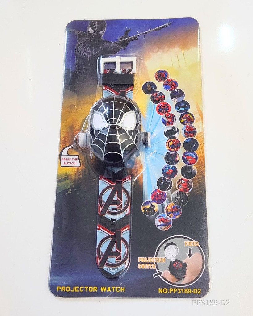 RELOJ PROYECTOR SPIDER MAN NEGRO
