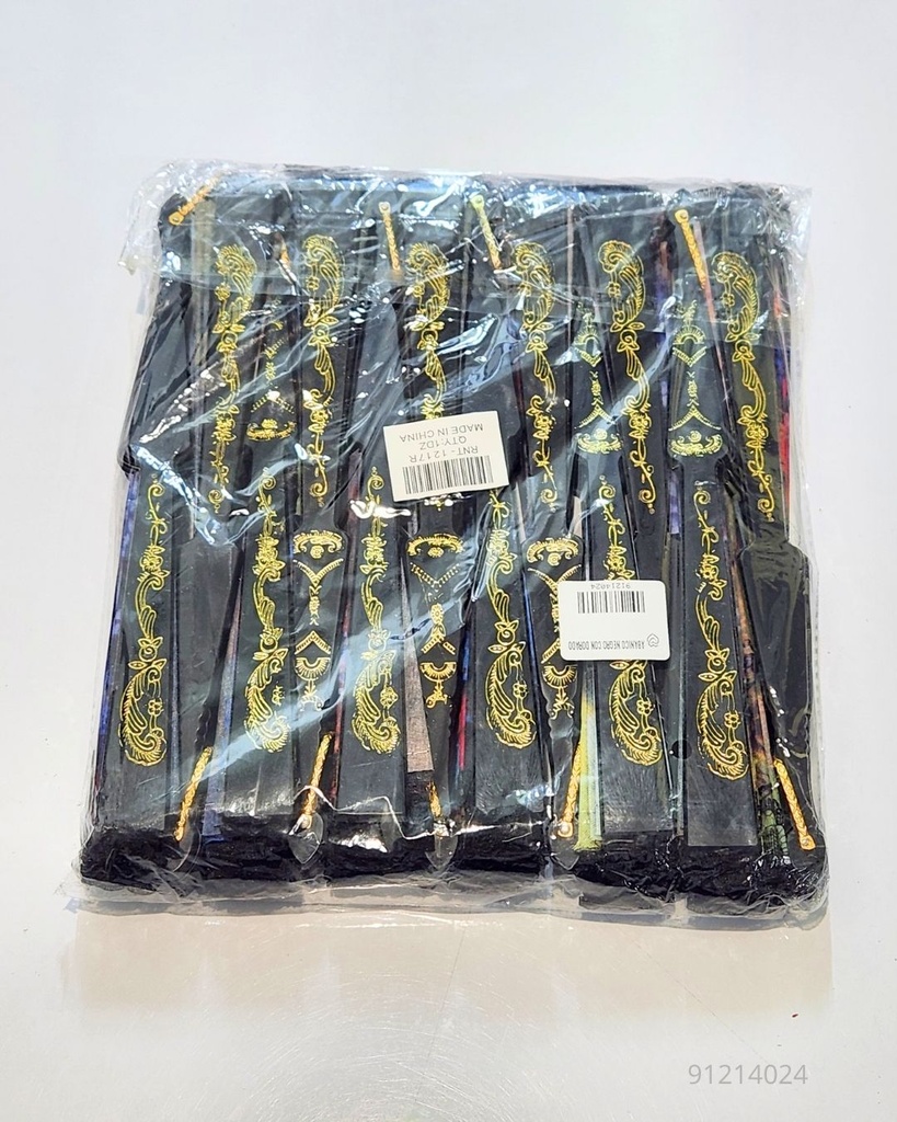 ABANICOS NEGRO CON DORADO