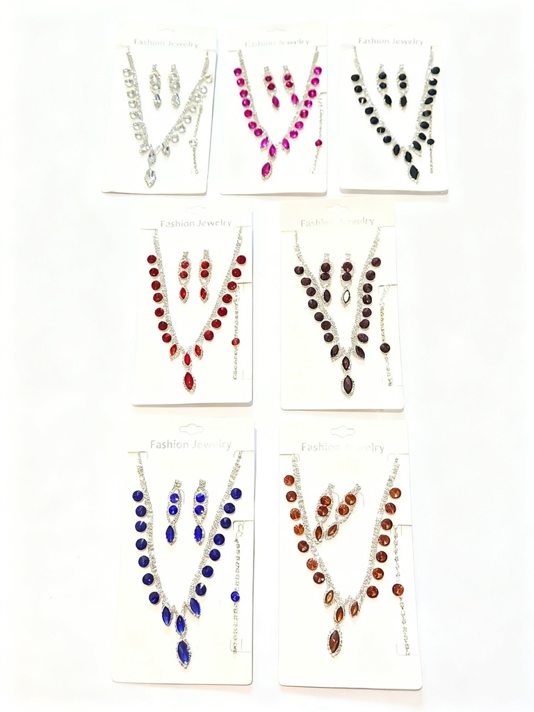 COLLARES FINO STRASS COLORES (NKL-6442S)