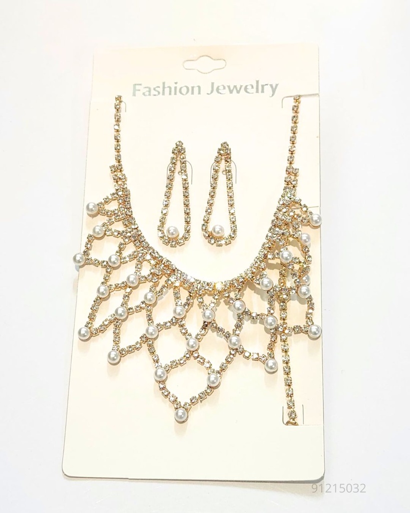 COLLARES FINO STRASS DORADO Y PLATEADO (NKL-7077GS)