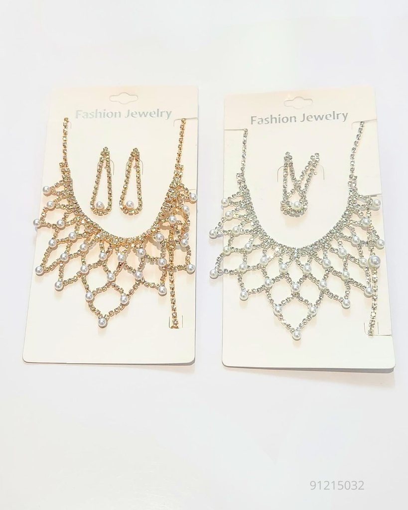 COLLARES FINO STRASS DORADO Y PLATEADO (NKL-7077GS)