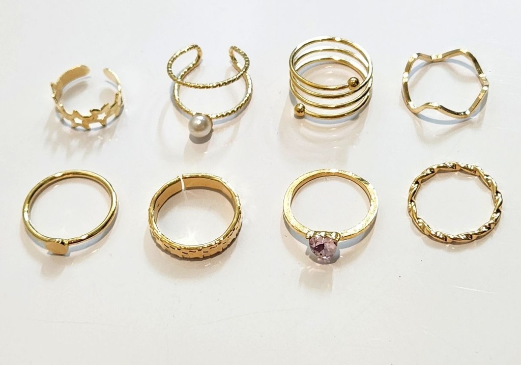 ANILLOS CORAZON SET DE 8