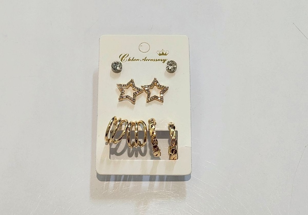 ARGOLLAS Y ZARCILLOS TOPITOS ESTRELLA SET DE 4