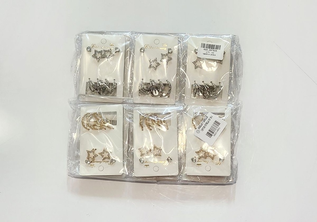 ARGOLLAS Y ZARCILLOS TOPITOS ESTRELLA SET DE 4