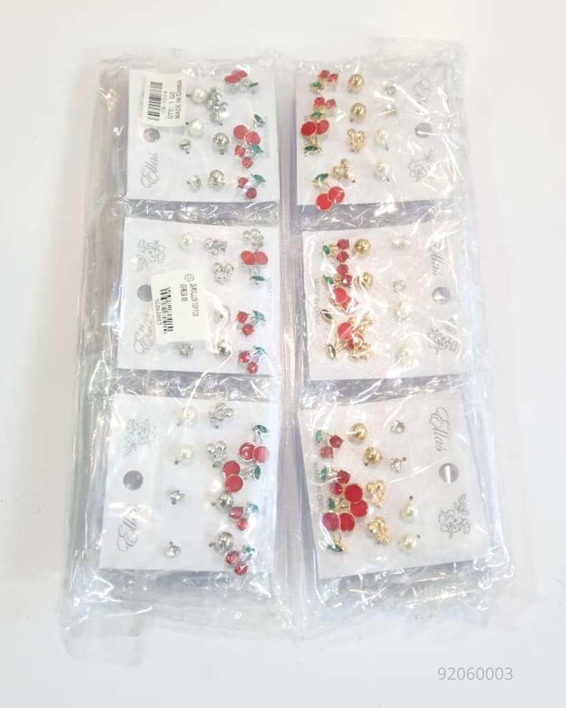 ZARCILLOS TOPITOS CEREZA SET DE 6