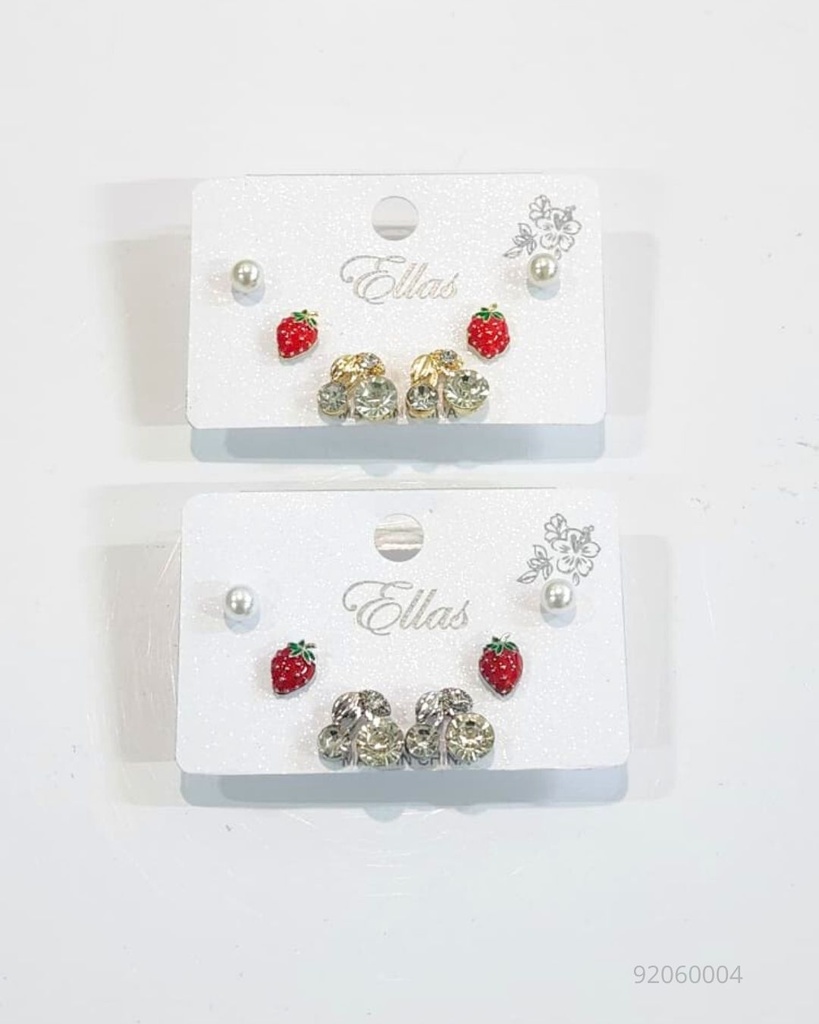 ZARCILLOS TOPITOS CEREZA SET DE 3