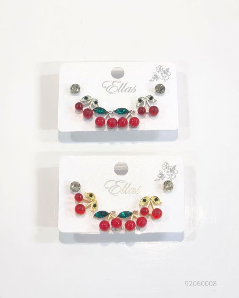 ZARCILLOS TOPITOS CEREZA SET DE 3