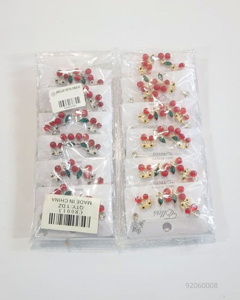 ZARCILLOS TOPITOS CEREZA SET DE 3