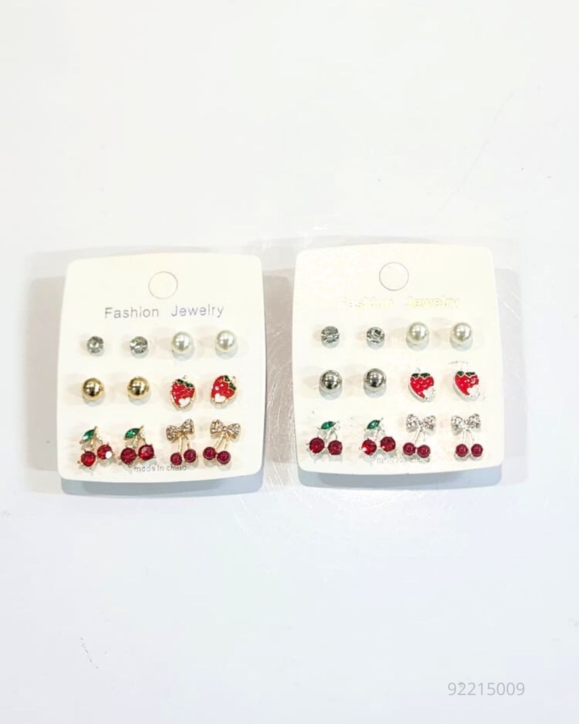 ZARCILLOS TOPITOS CEREZA SET DE 6