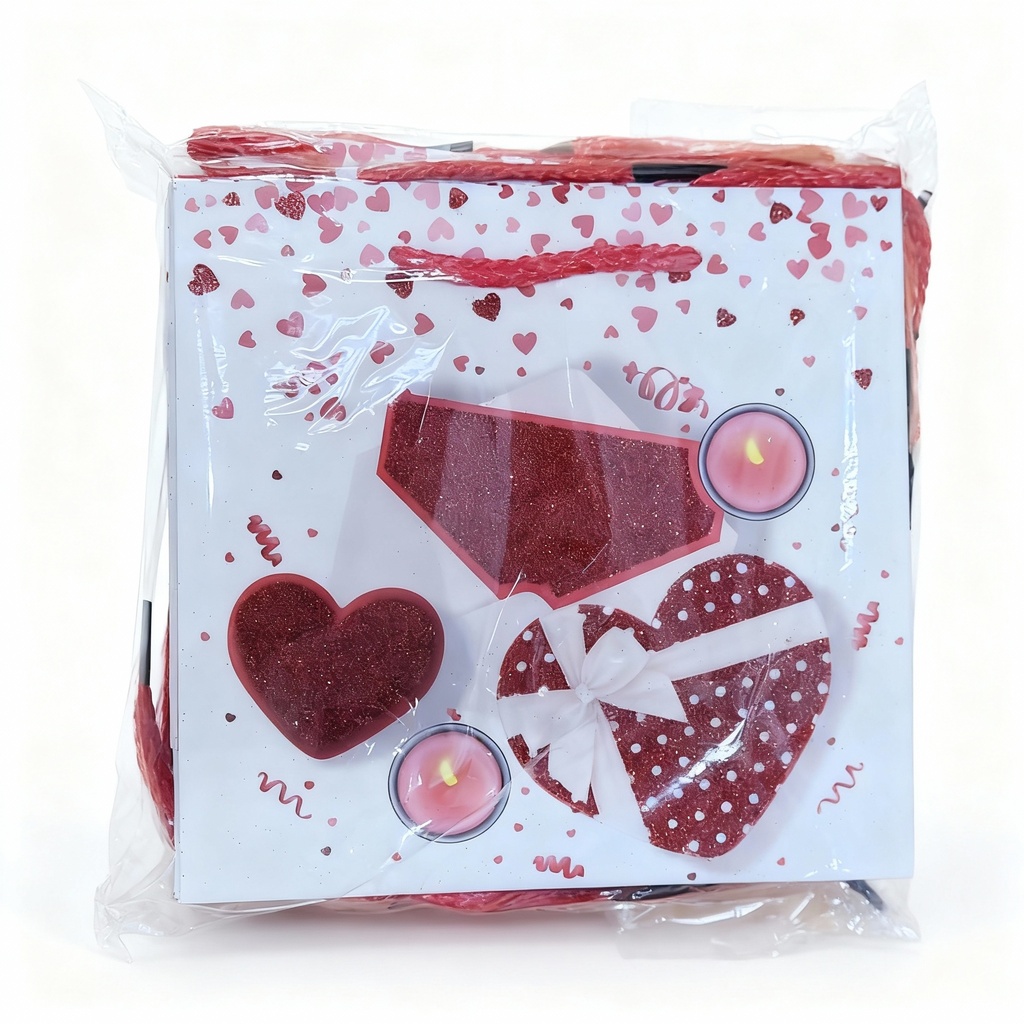 BOLSA DE REGALO PQ CORAZONES ESCACHADA