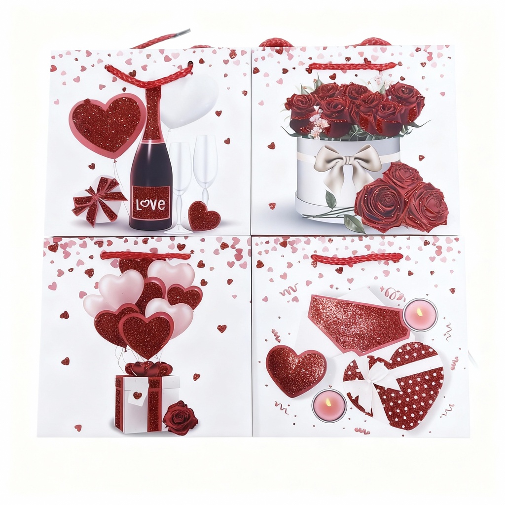 BOLSA DE REGALO PQ CORAZONES ESCACHADA