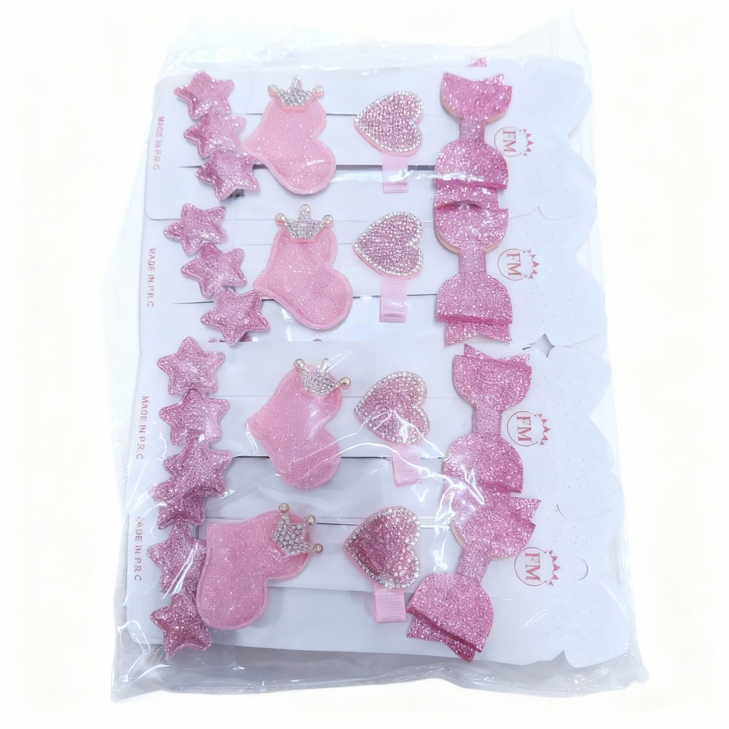 GANCHOS ESCARCHADO ROSADO X4