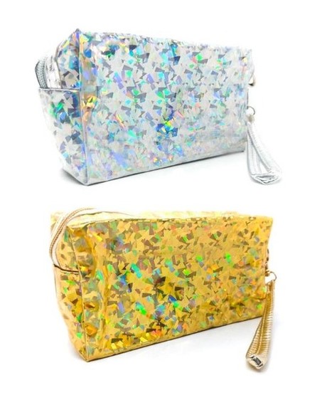 PORTA COSMETICOS FINO DORADO Y PLATEADO