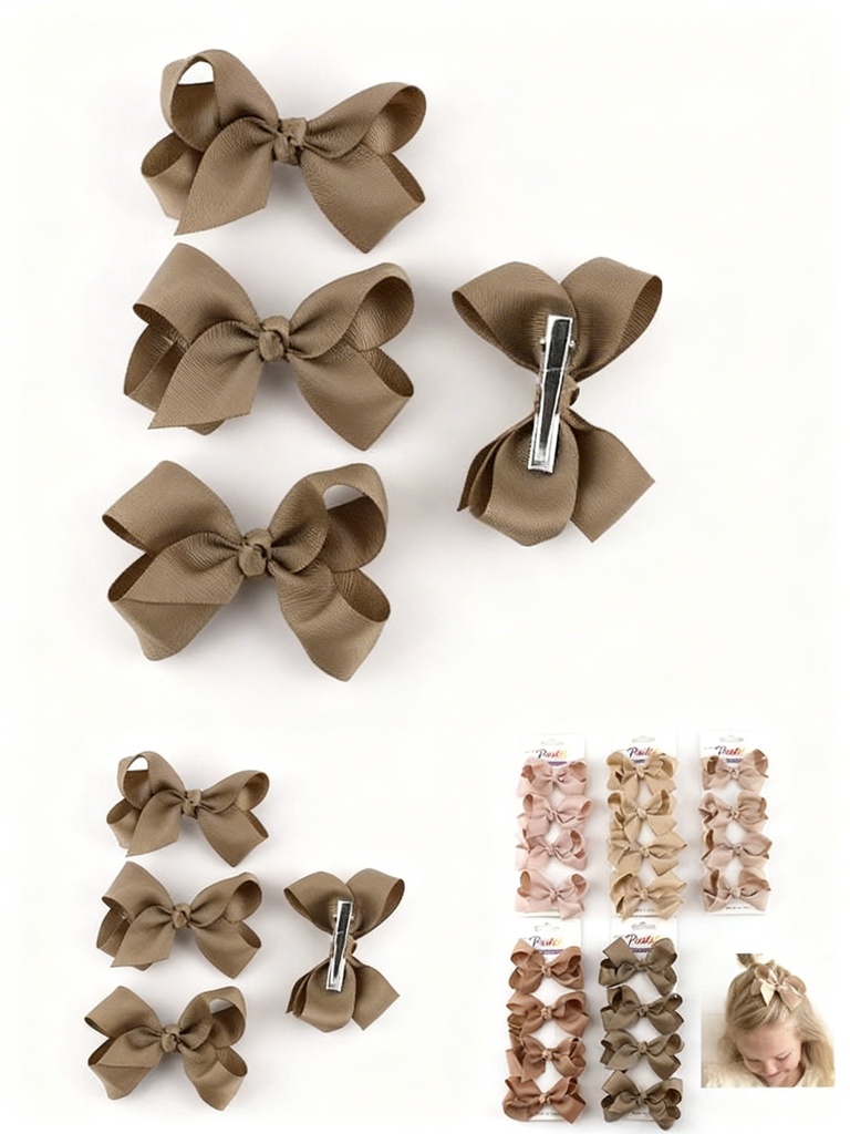 SET  GANCHO LAZO  COLOR TIERRA X4