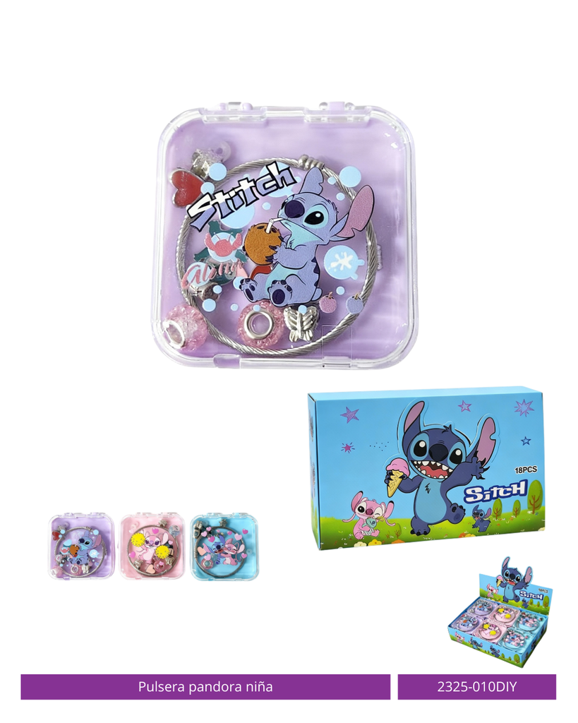 PULSERAS NIÑA PANDORA STITCH 