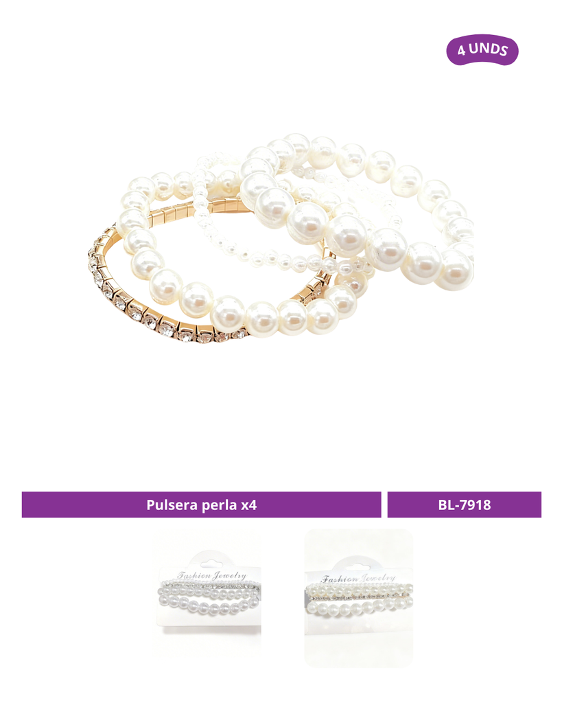 PULSERA  PERLA X4