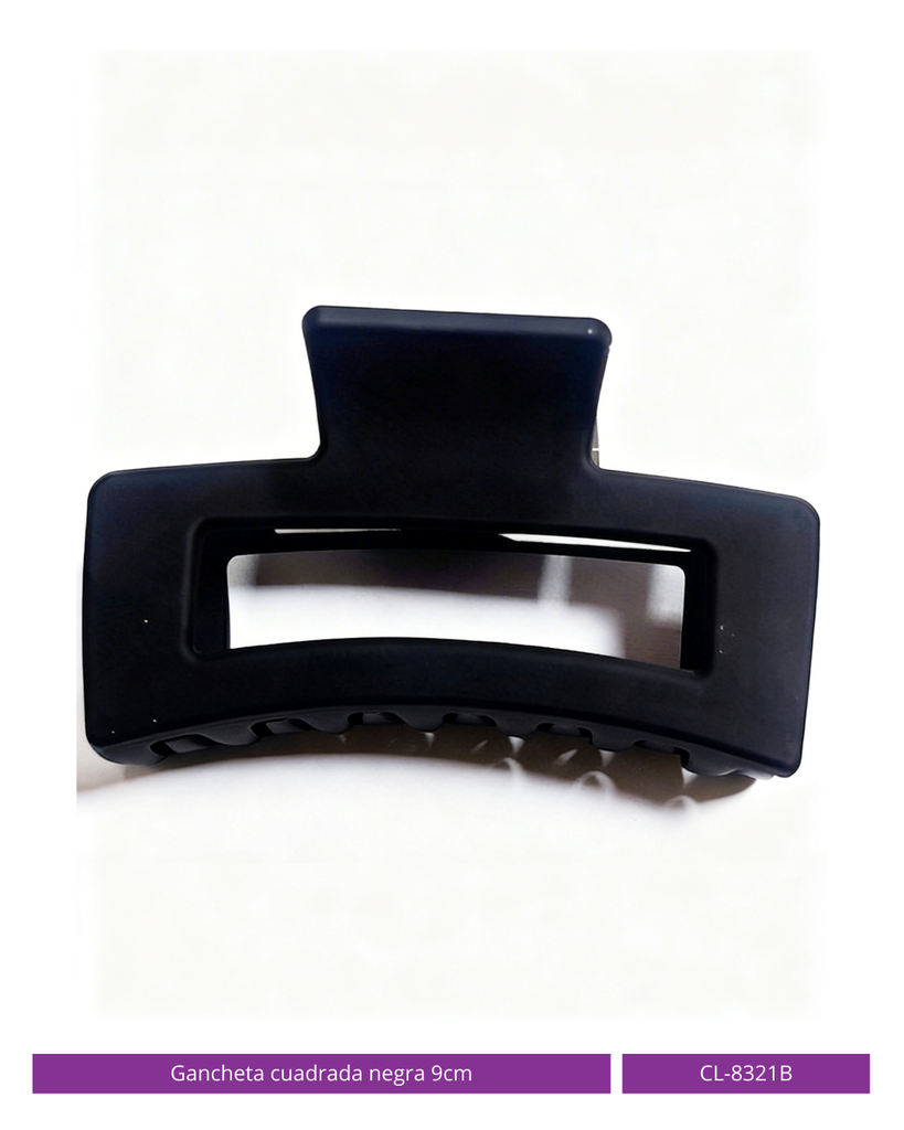 GANCHETA CUADADA 9CM NEGRA MATE