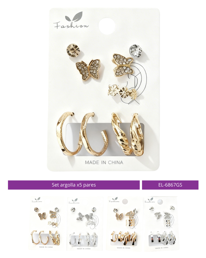 SET ARGOLLA TOPITO MARIPOSA X5