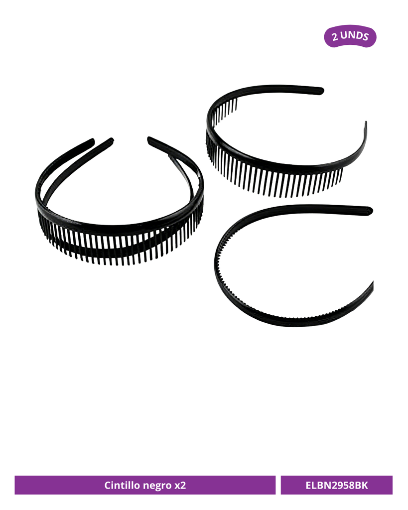 CINTILLO NEGRO TIPO PEINETA X2 