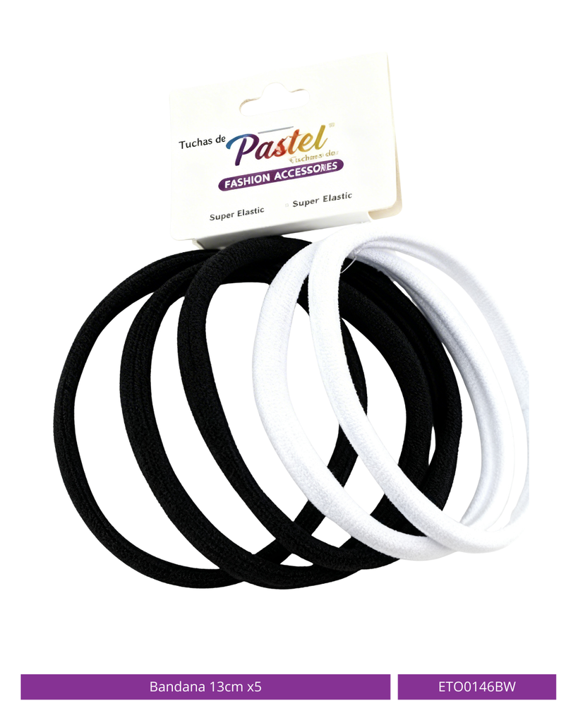 BANDANA  LYCRA 13CM BLANCA Y NEGRA X5