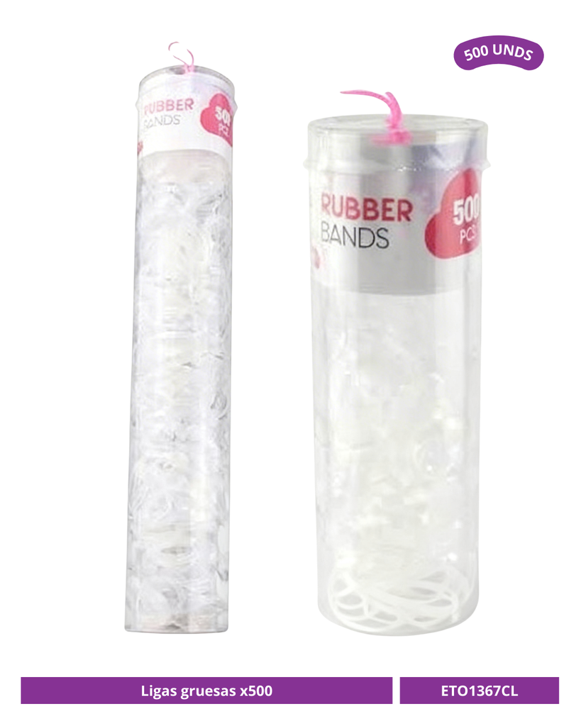 LIGAS GRUESA TRANSPARENTE X500