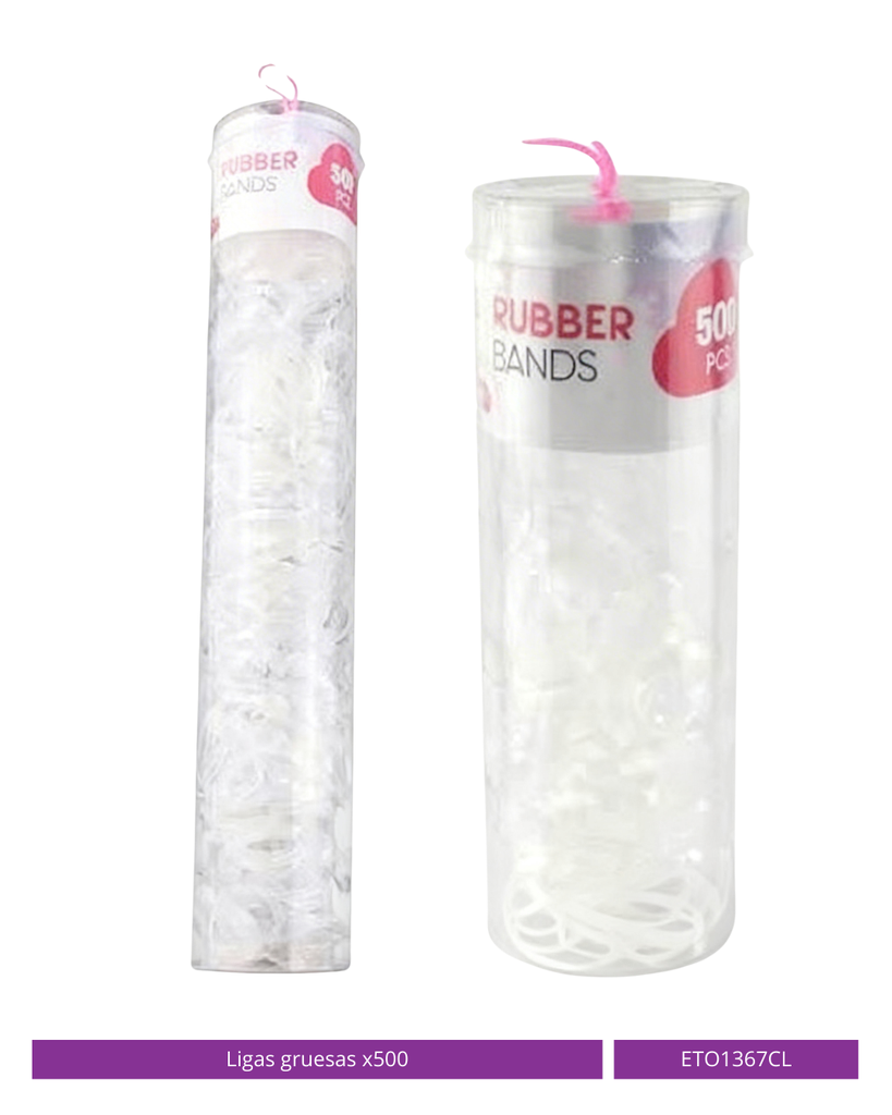 LIGAS GRUESA TRANSPARENTE X500