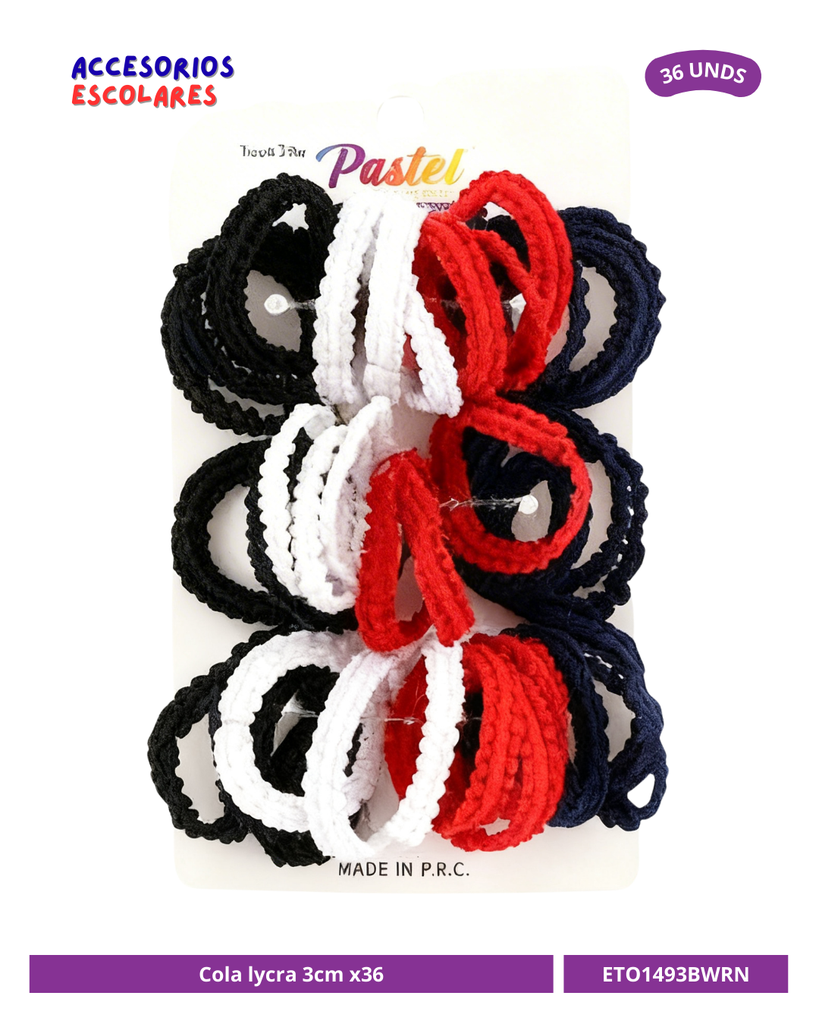COLA LYCRA 3CM ESCOLAR X36