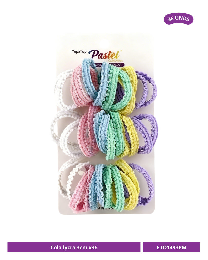 COLA LYCRA 3CM COLOR PASTEL  X36