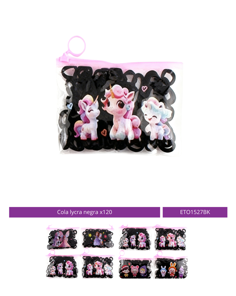 COLA LYCRA NEGRA PAQUETE X120 