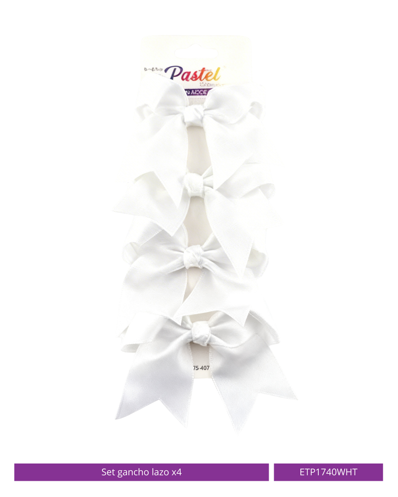 SET GANCHO LAZO COQUETTE 9CM BLANCO X4