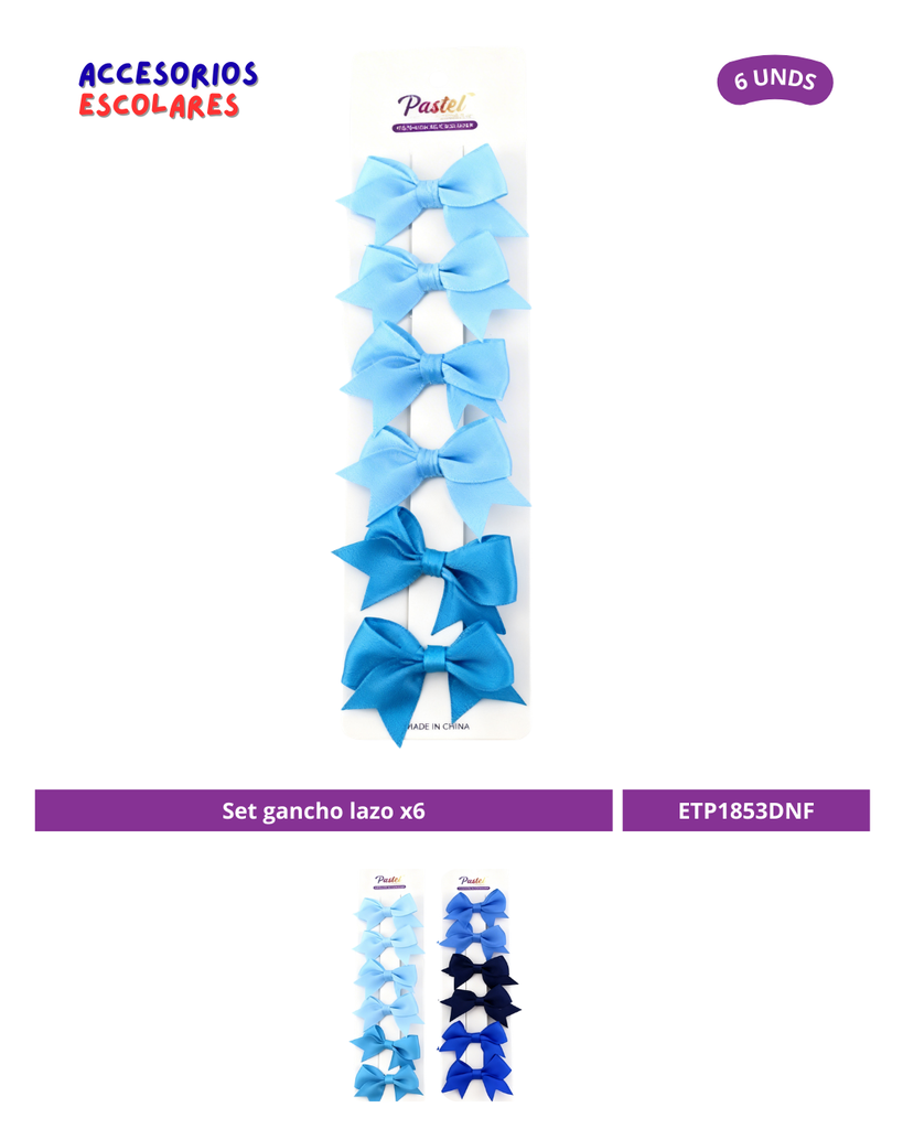SET GANCHO LAZO AZUL X6