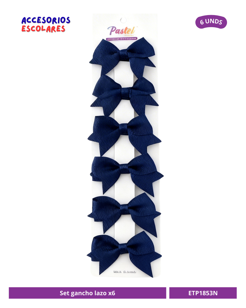 SET GANCHO LAZO AZUL MARINO X 6