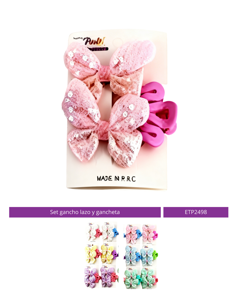 SET GANCHO LAZO Y GANCHETA COLOR PASTEL 