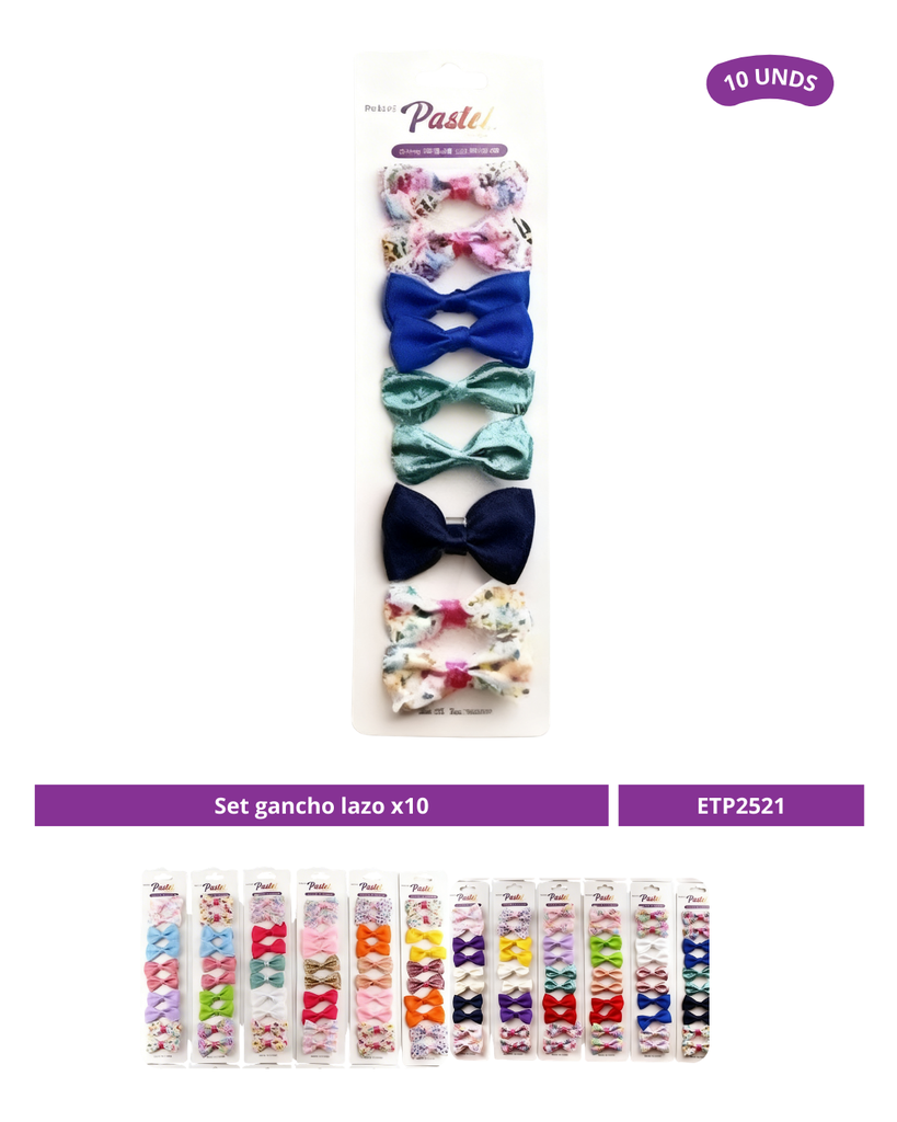 SET GANCHO LAZO LENTEJUELA X10