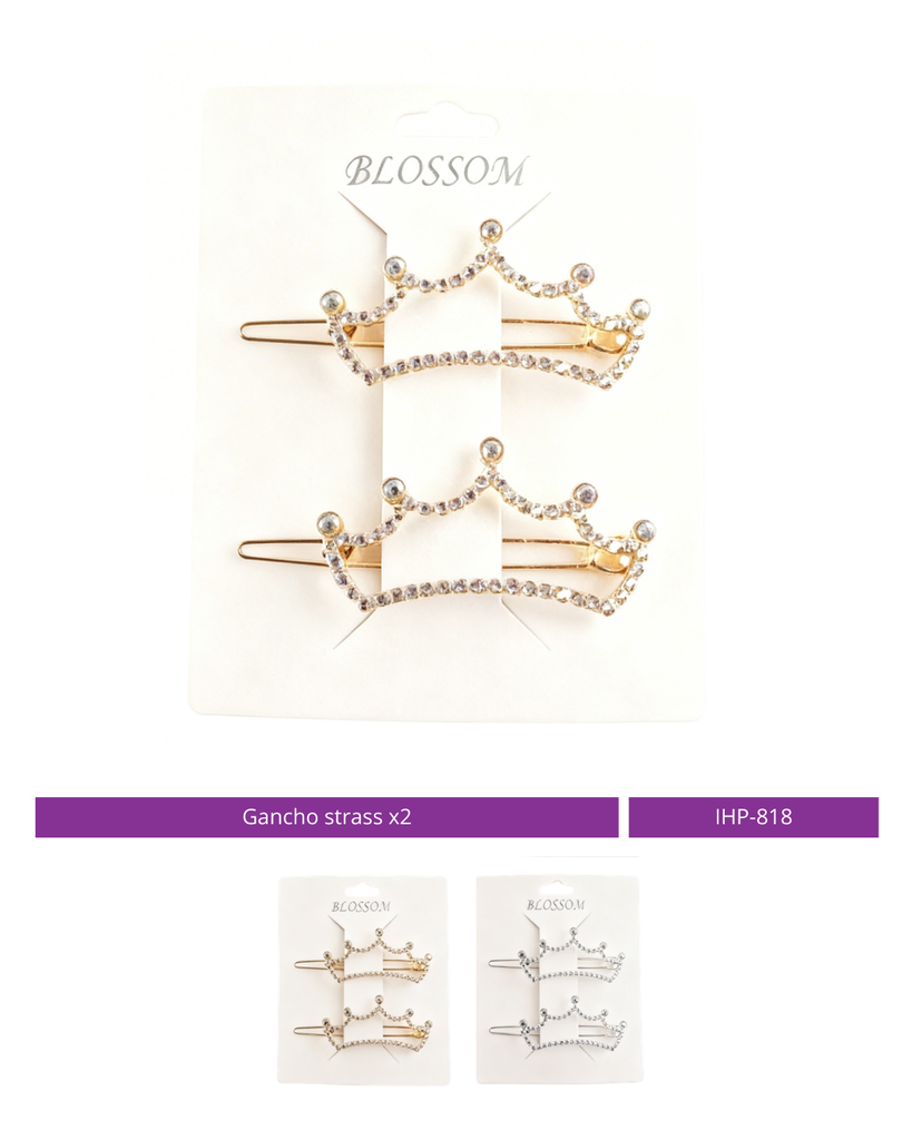 GANCHO STRASS CORONA X2