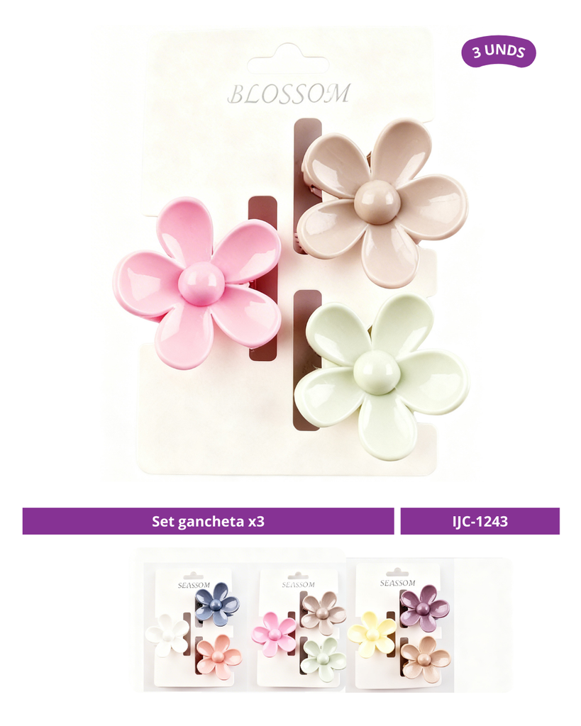 SET GANCHETA FLOR COLOR X3
