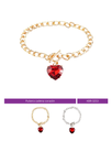 PULSERA CADENA CORAZON ROJO