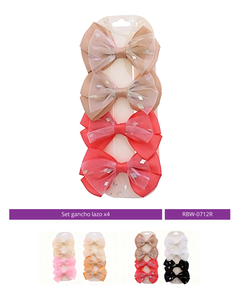 SET GANCHO LAZO COLOR PASTEL X4