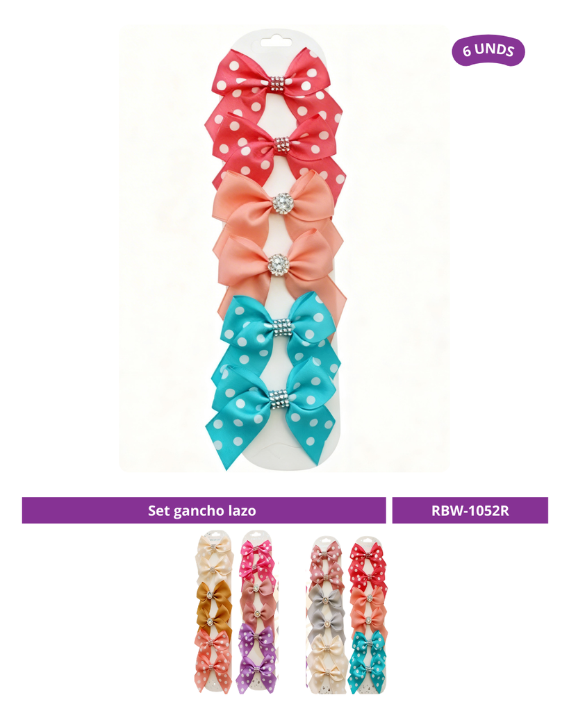 SET GANCHO LAZO LUNARES CON BRILLO