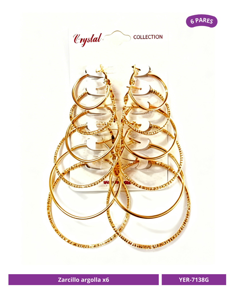 ZARCILLO ARGOLLA DORADA LISA X6