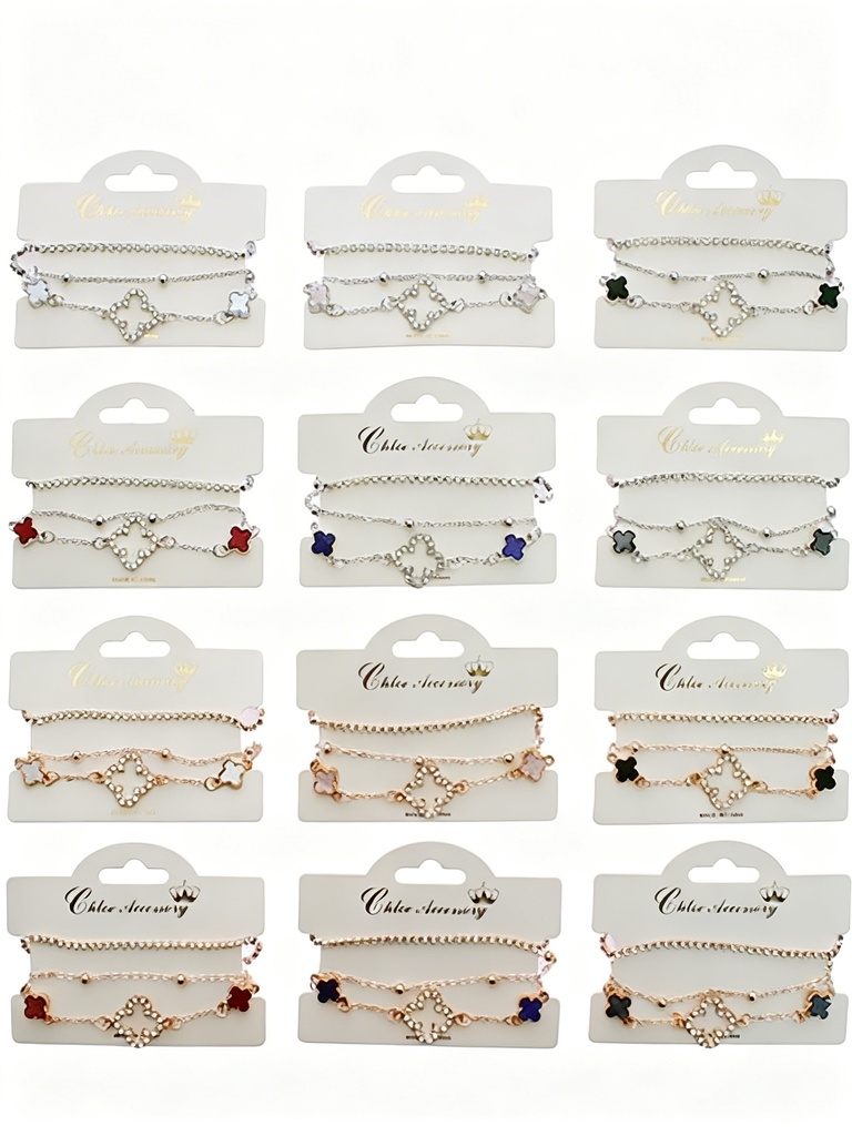 PULSERA CADENA TREBOL X3