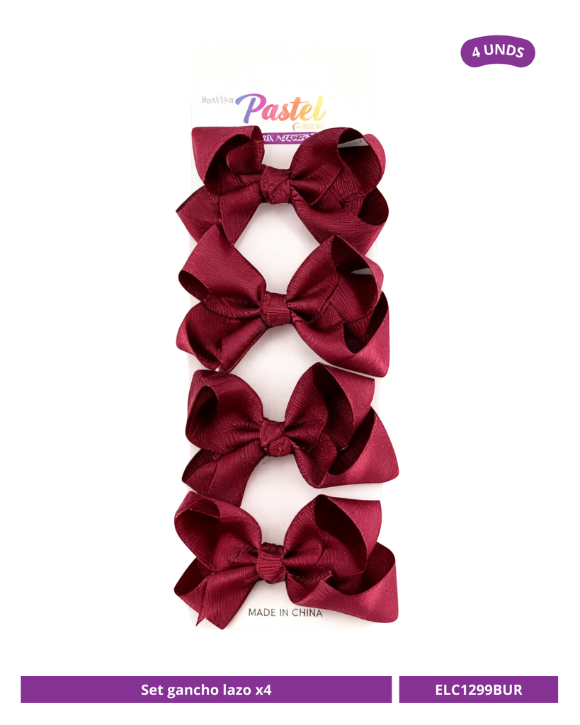 SET GANCHO LAZO GANCHO VINO TINTO X4