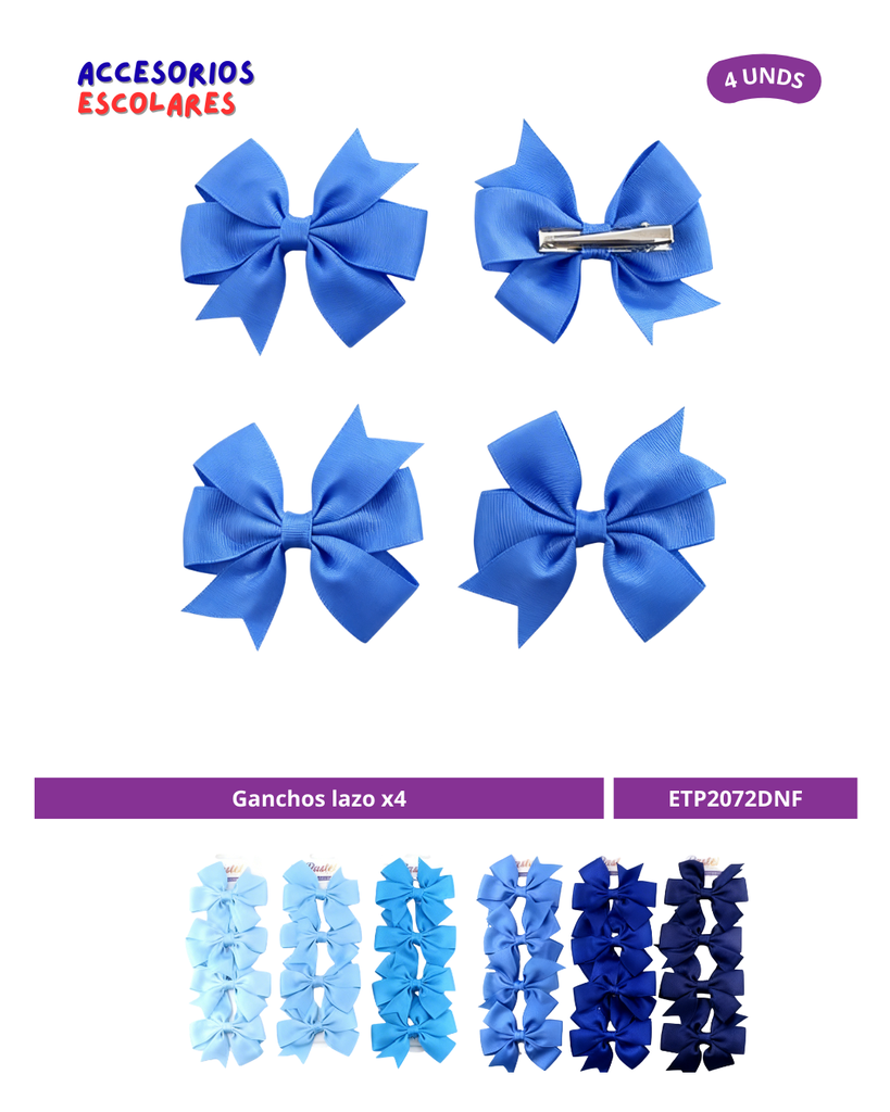 GANCHO LAZO AZUL SET DE 4