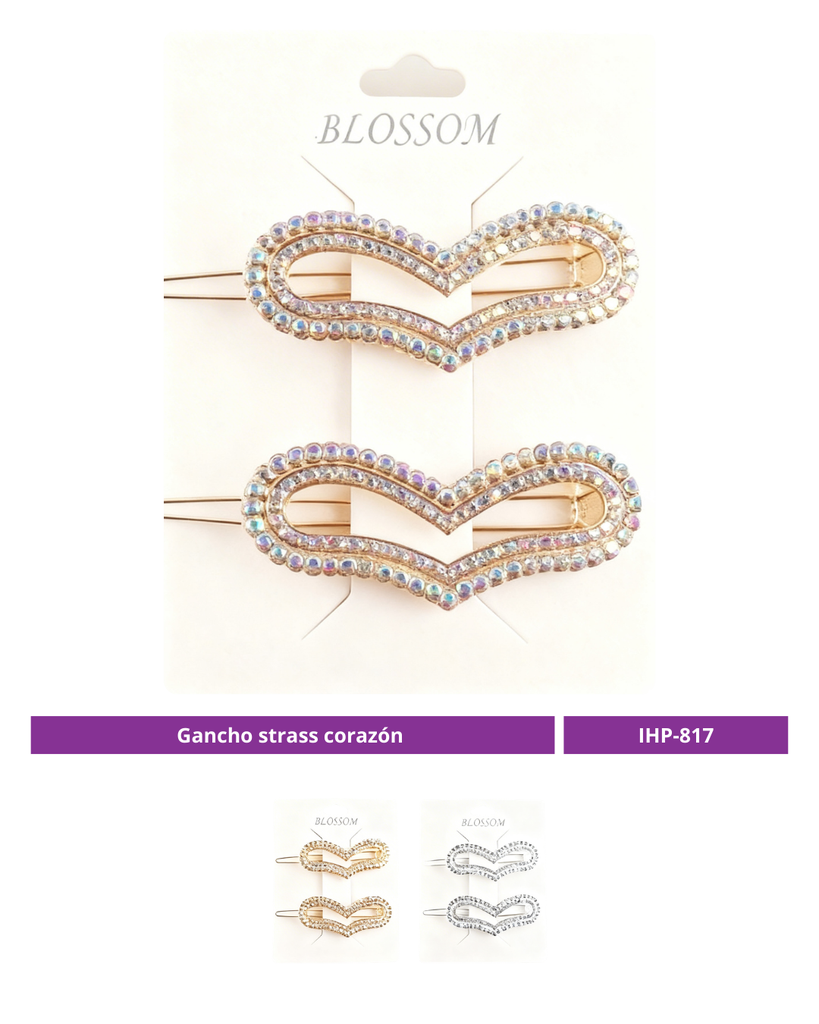 GANCHO STRASS CORAZON X2