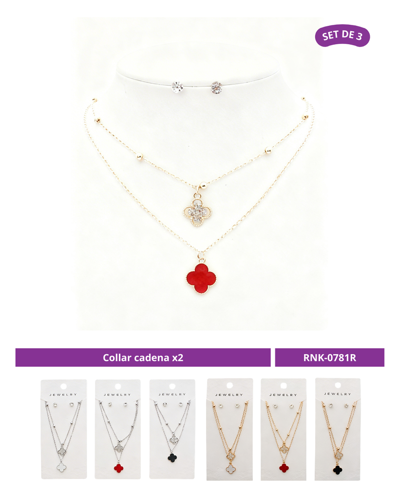 COLLAR CADENA TREBOL X2