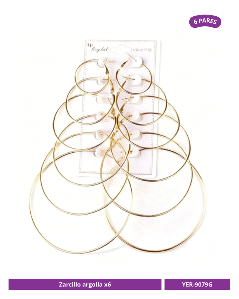 ZARCILLO ARGOLLA DORADA LISA X6