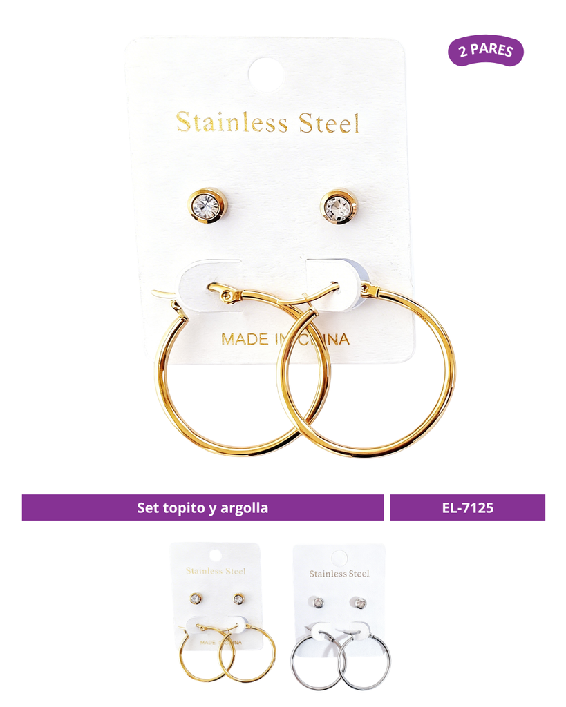 SET TOPITO Y ARGOLLA ACERO  X2