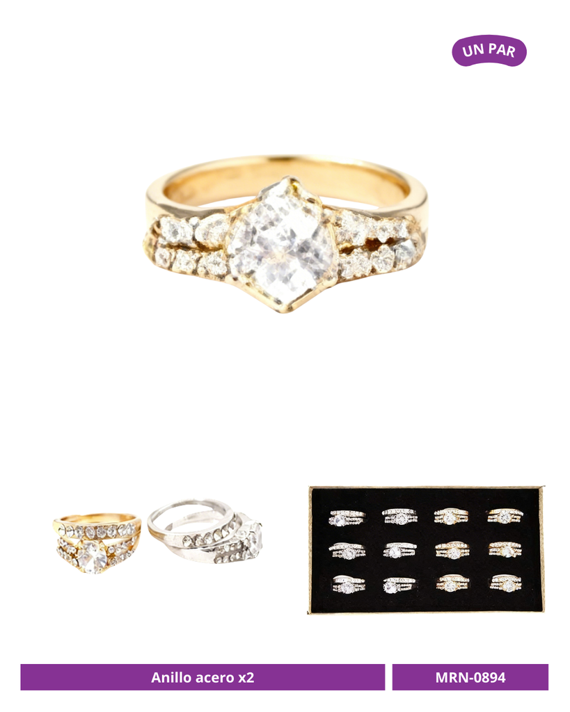 ANILLO ACERO BRILLANTE X2